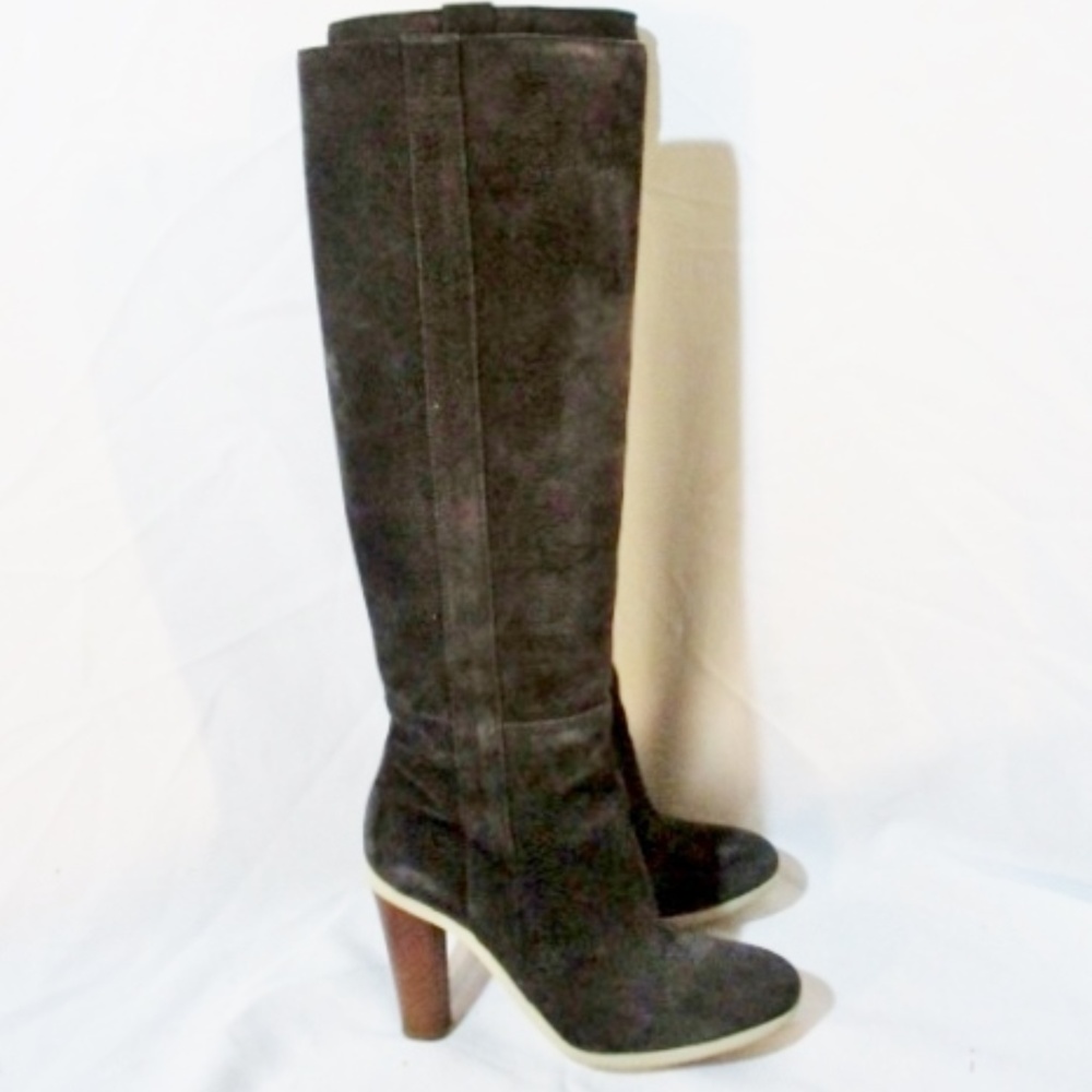 JIL SANDER Suede Leather Knee High Heel Boot